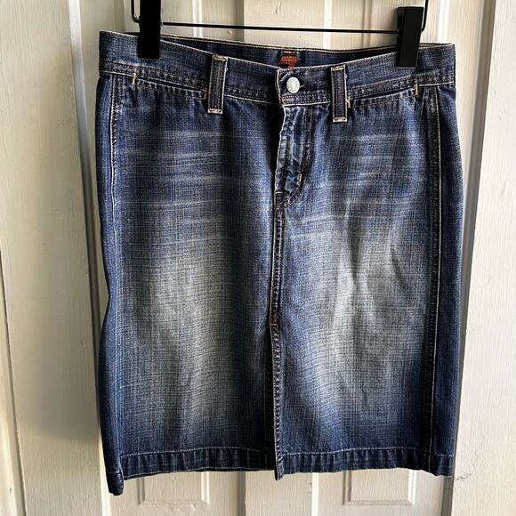7 For All Mankind Denim Skirt Front Slit - Picture 2 of 9